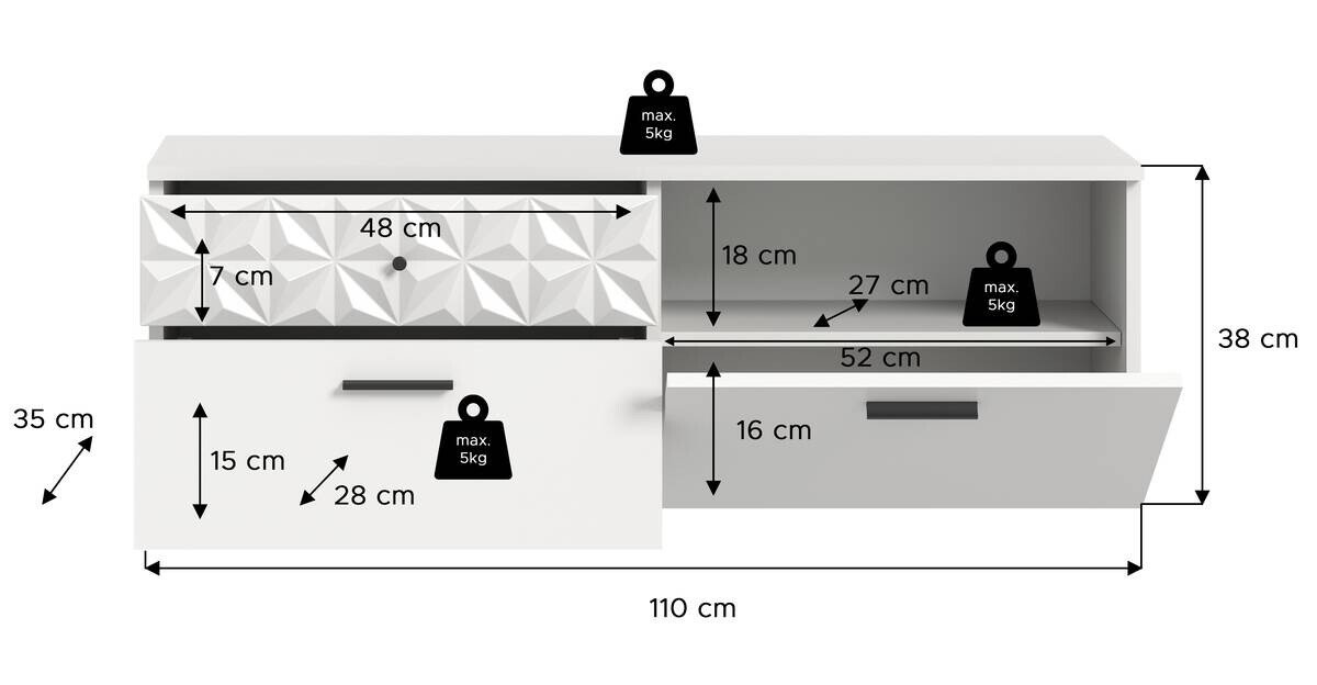 Schuhschrank Prisma weiß weiß Hochglanz B/H/T: ca. 110x38x35 cm