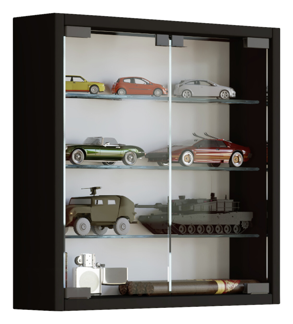 Vitrine Mandosa S schwarz Holzwerkstoff Glas B/H/T: ca. 40x40x10 cm