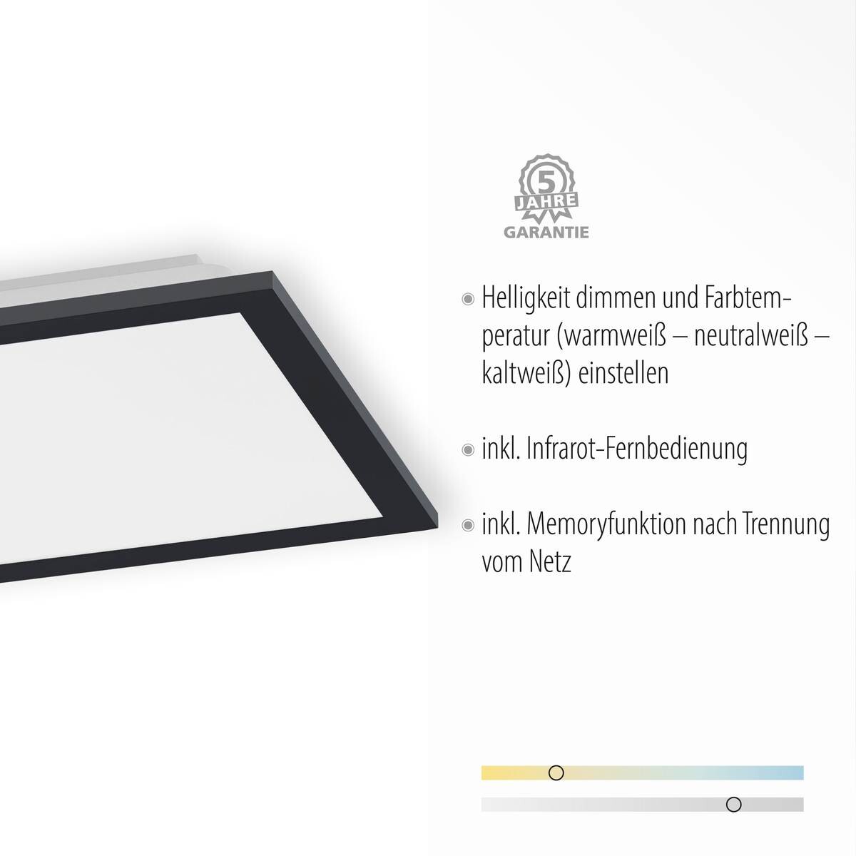 Just Light LED-Deckenpanel FLAT 14754-18 weiß schwarz Metall Kunststoff B/H/T: ca. 29,5x6,5x29,5 cm 1 Brennstellen