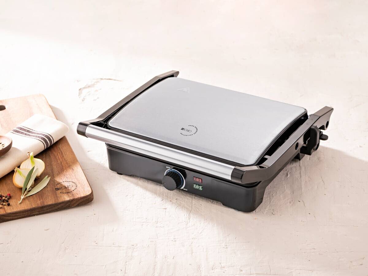 BERGNER Kontaktgrill silber B/H/L: ca. 15x37x38 cm