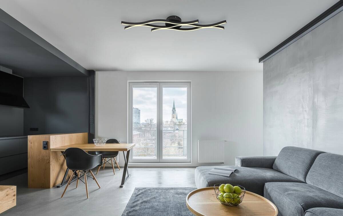 GLOBO Deckenleuchte mattschwarz Opal Kunststoff Metall B/H/T/L: ca. 18x6x108x108 cm 1 Brennstellen