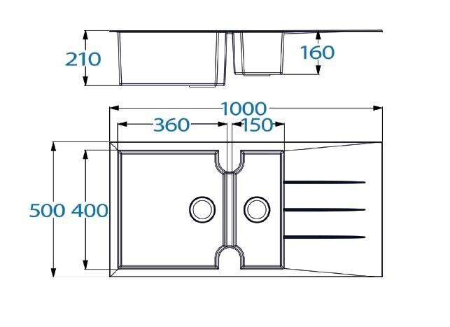 Respekta Einbauspüle Alineo 100 x 50 W weiß Quarzolite B/H/T: ca. 100x21x50 cm