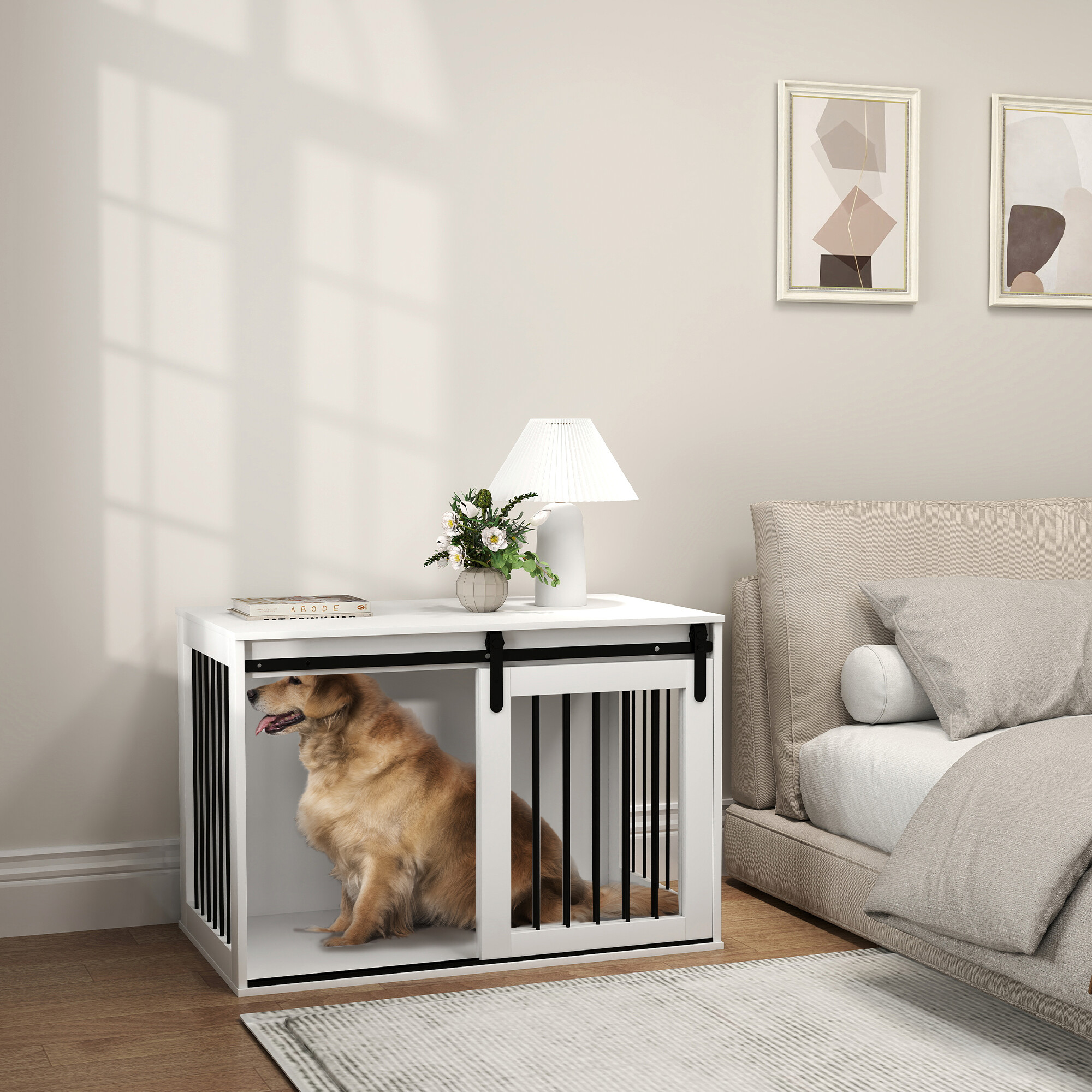 PawHut Hundekäfig weiß Stahl B/H/L: ca. 58x61x98 cm