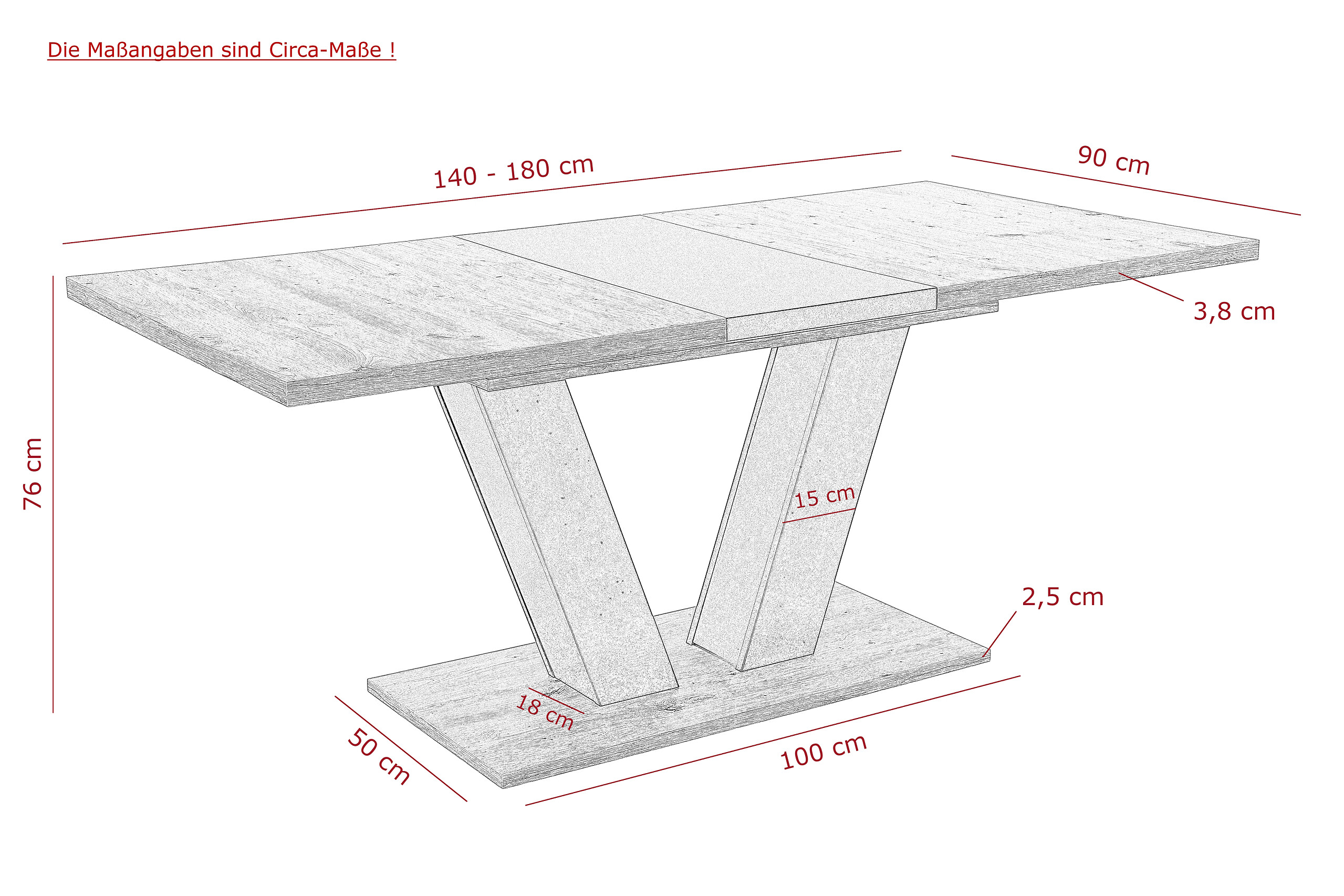 Esstisch Hamm weiß Eiche B/H/T: ca. 180x76x90 cm