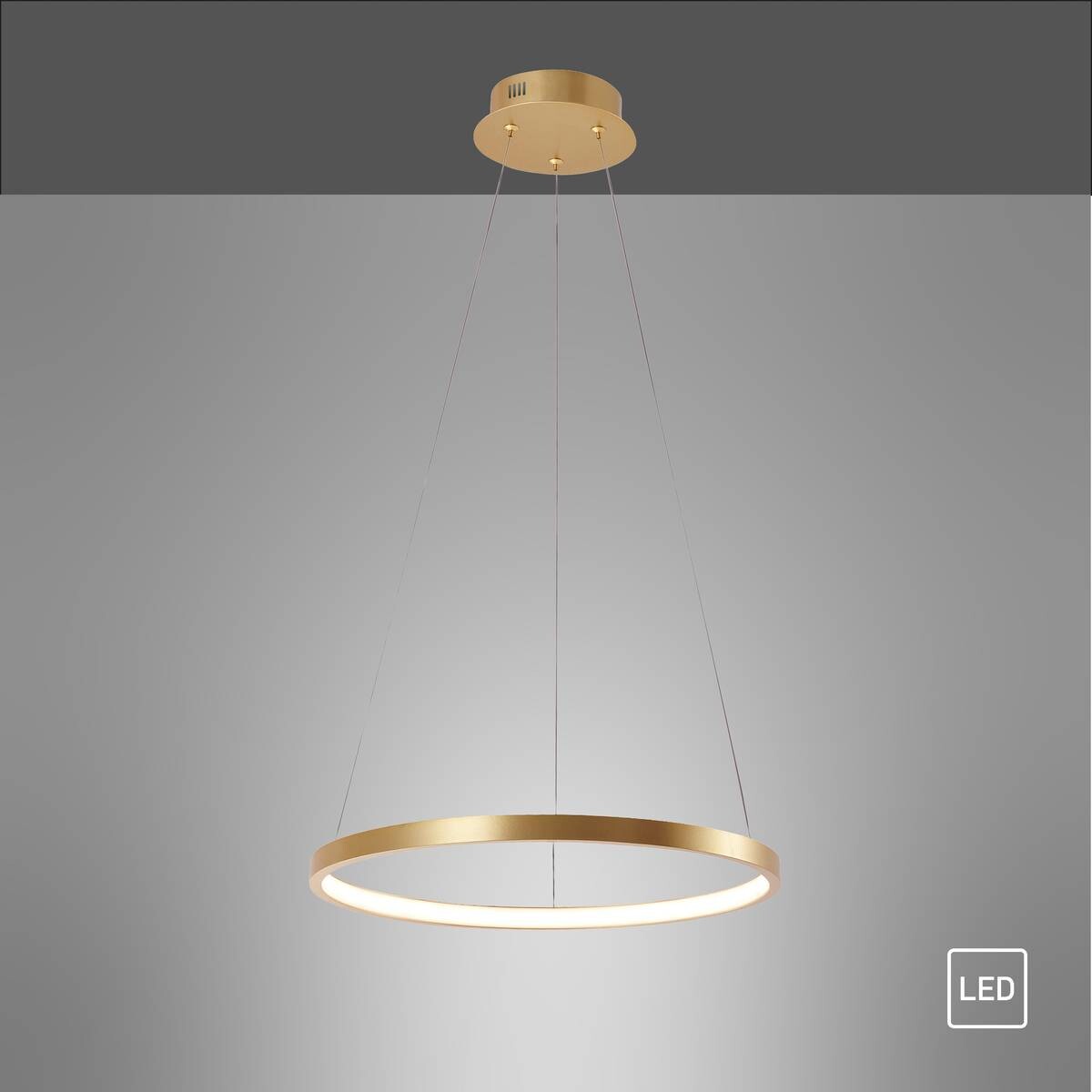 Just Light LED-Pendelleuchte CIRCLE 11522-12 gold weiß Metall Kunststoff H/D: ca. 120x39 cm 1.0 Brennstellen