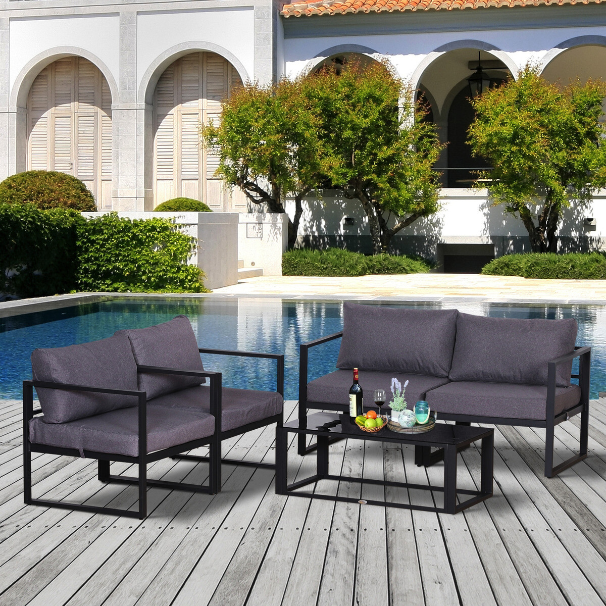 Outsunny Loungeset grau Aluminium