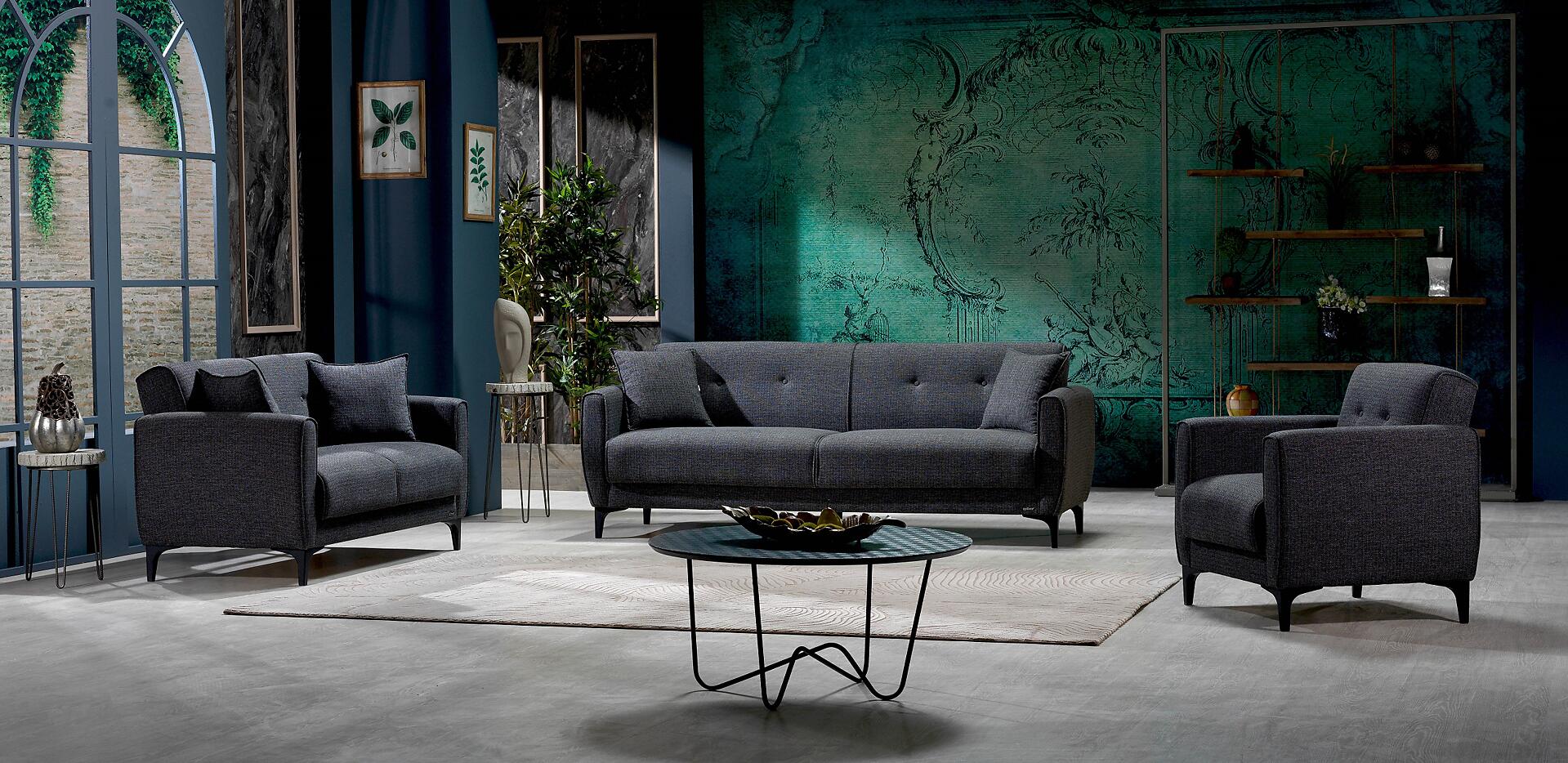 Sofa 3-2-1 San Marino anthrazit Microfaser