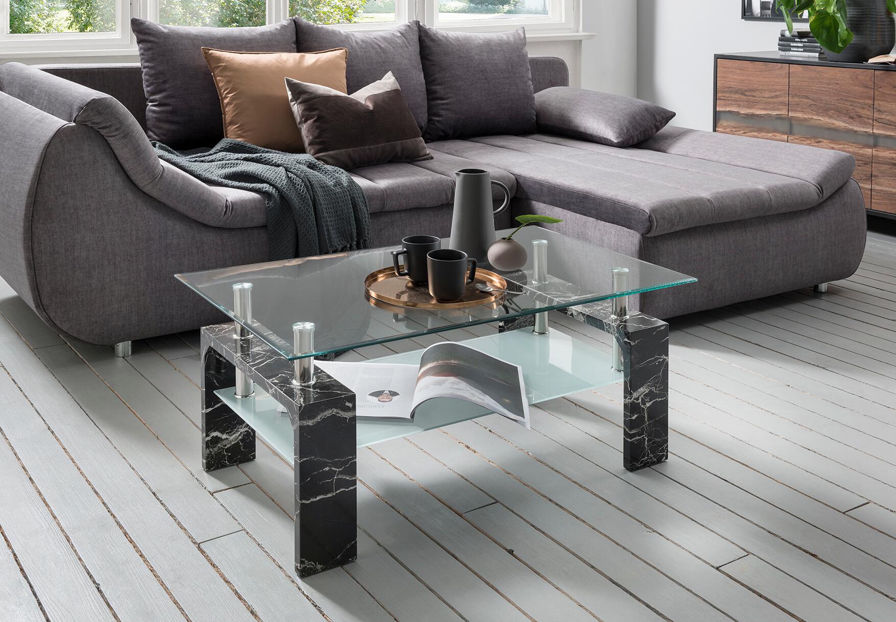 Glascouchtisch Modena Marmor glasklar B/H/T: ca. 100x45x60 cm