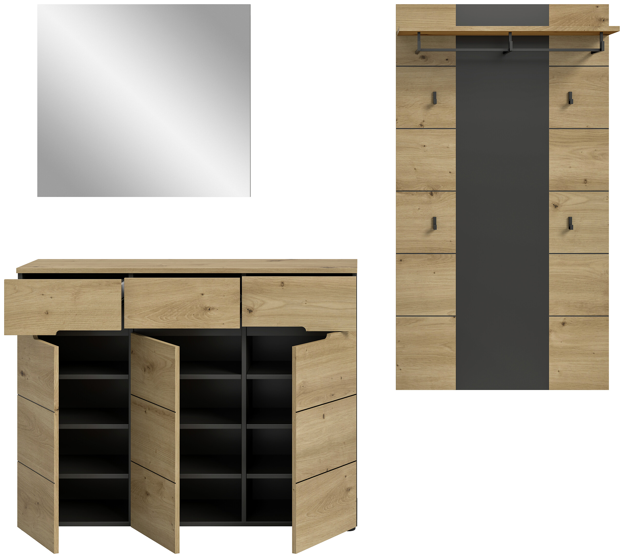 Garderobe Canu basaltgrau Nachbildung Artisan Nachbildung B/H/T: ca. 215x190x37 cm