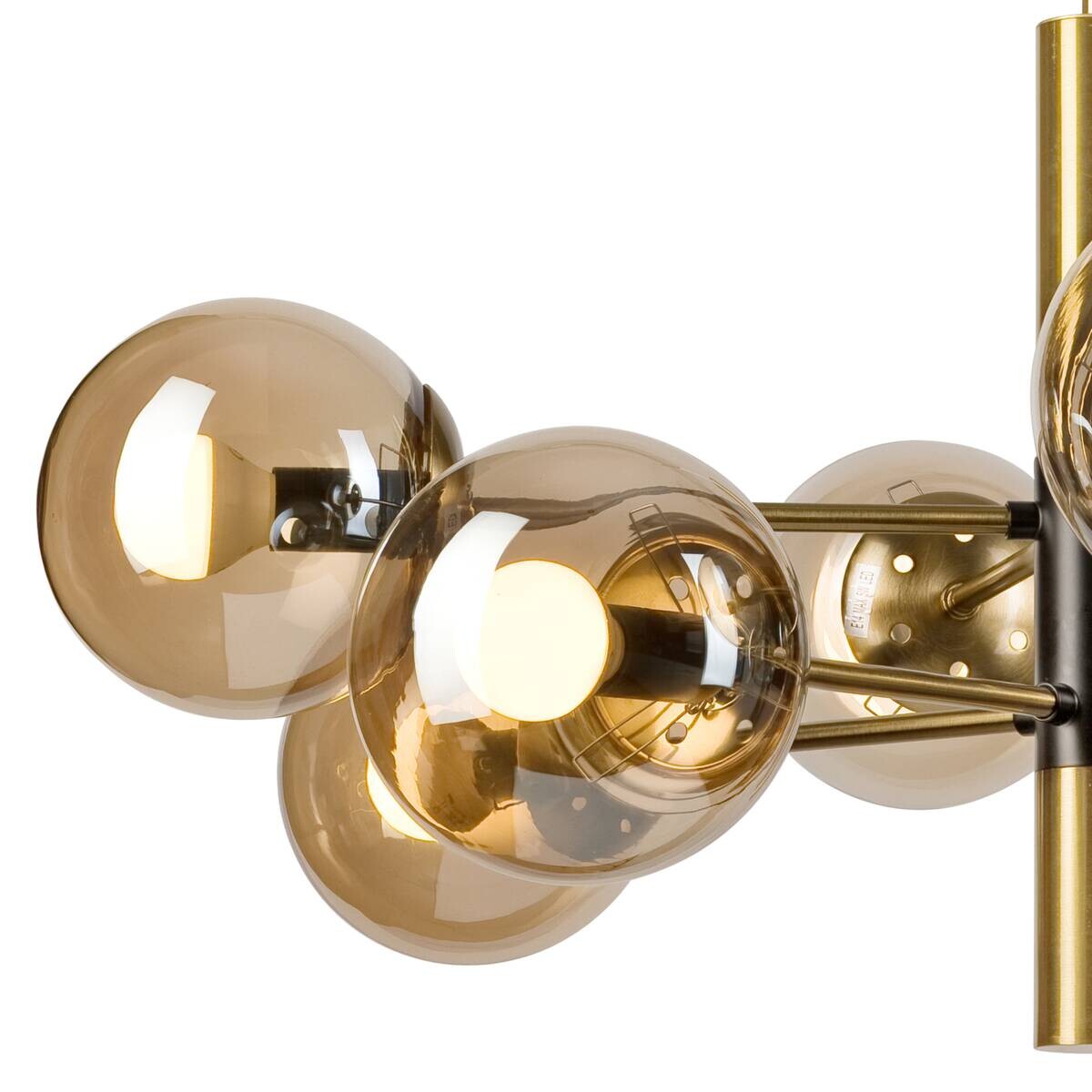 Lamkur Pendelleuchte gold schwarz Metall Glas H/D: ca. 76x68 cm E14 8 Brennstellen