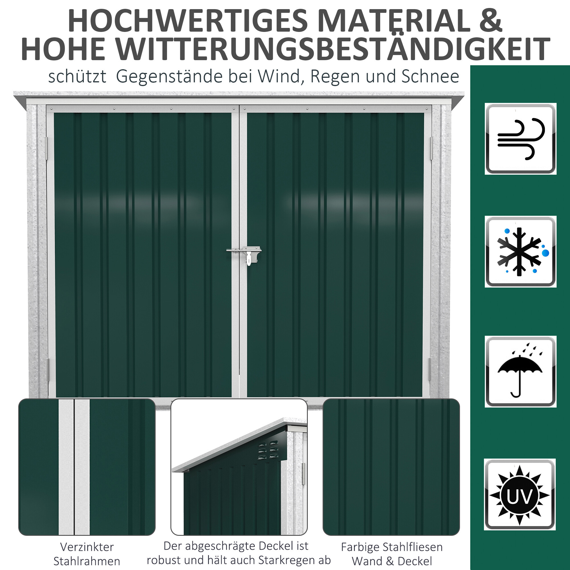 Outsunny Mülltonnenbox grün B/H/L: ca. 105x129x178 cm
