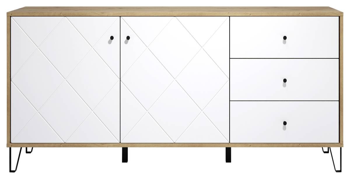 Sideboard Touch Eiche Artisan Nachbildung weiß matt B/H/T: ca. 183x76x40 cm
