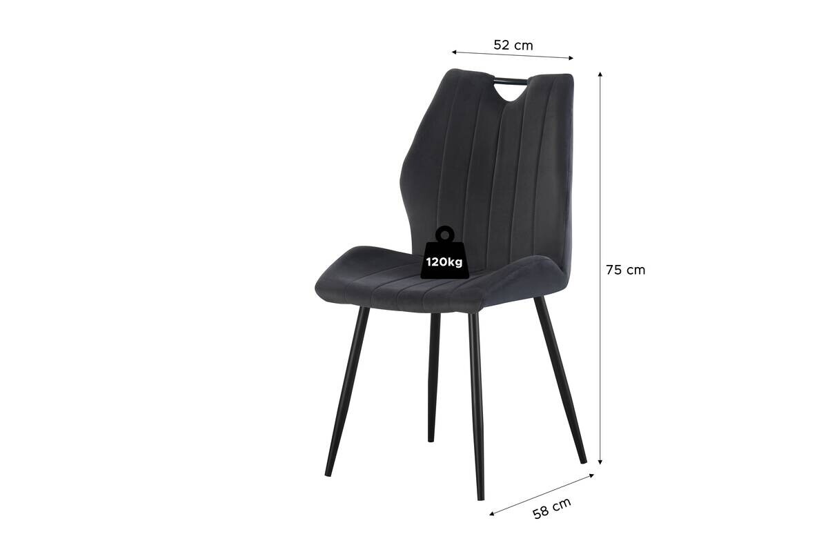 Stuhl CHRISTIN, 2er Set anthrazit Samt B/H/T: ca. 52x75x58 cm