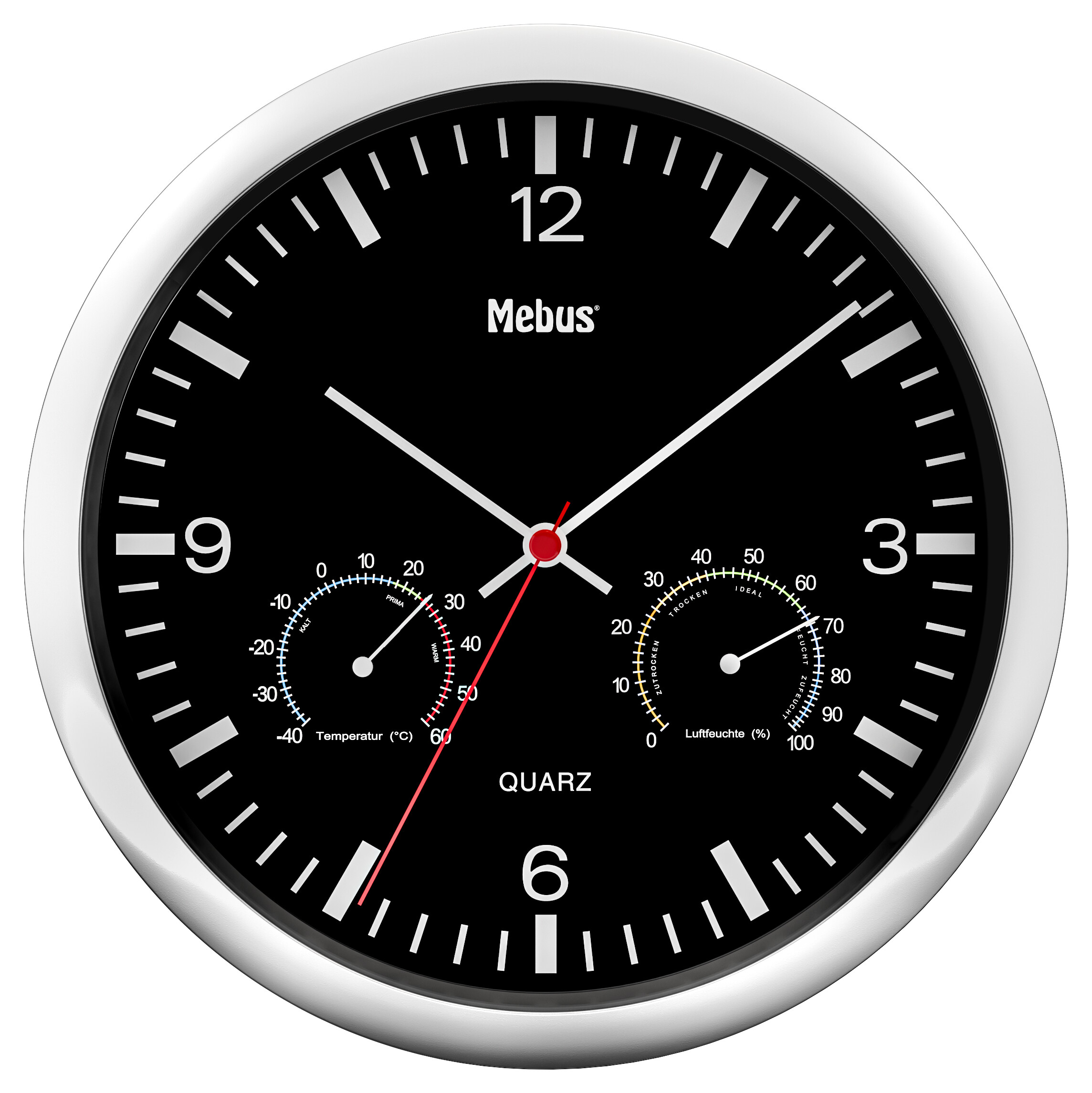 Mebus Wanduhr schwarz D: ca. 25 cm