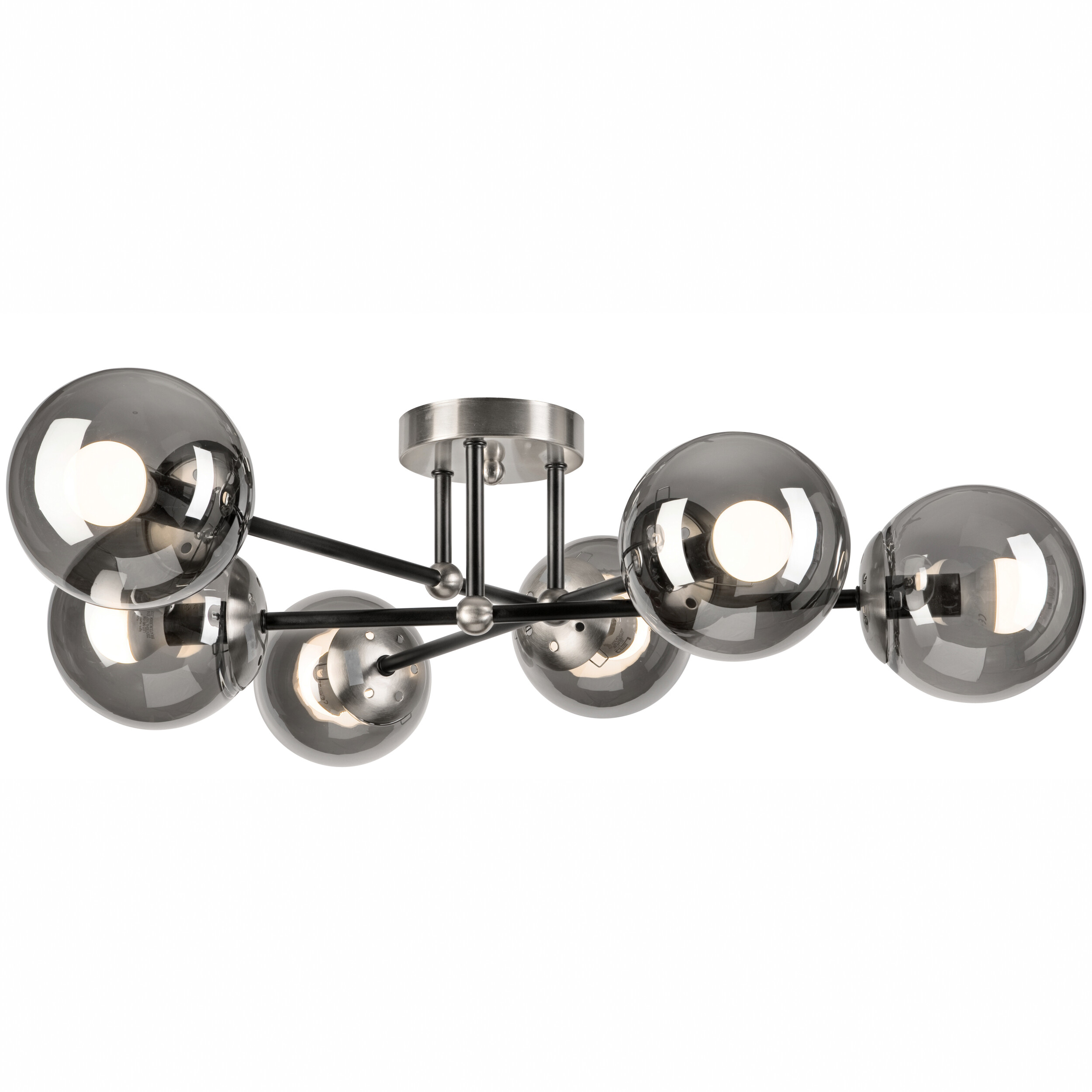 Lamkur Anbauleuchte Malena Chrom schwarz Glas Stahl B/H/L: ca. 64x20x64 cm E14 6 Brennstellen