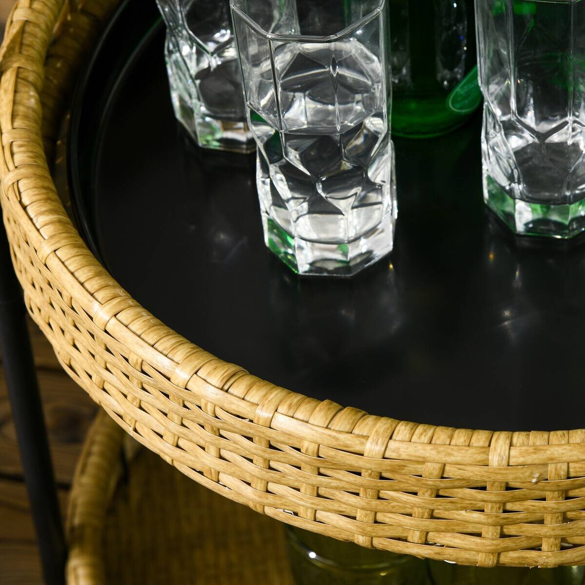 Outsunny Servierwagen gelb Edelstahl B/H/L: ca. 50x50x66 cm