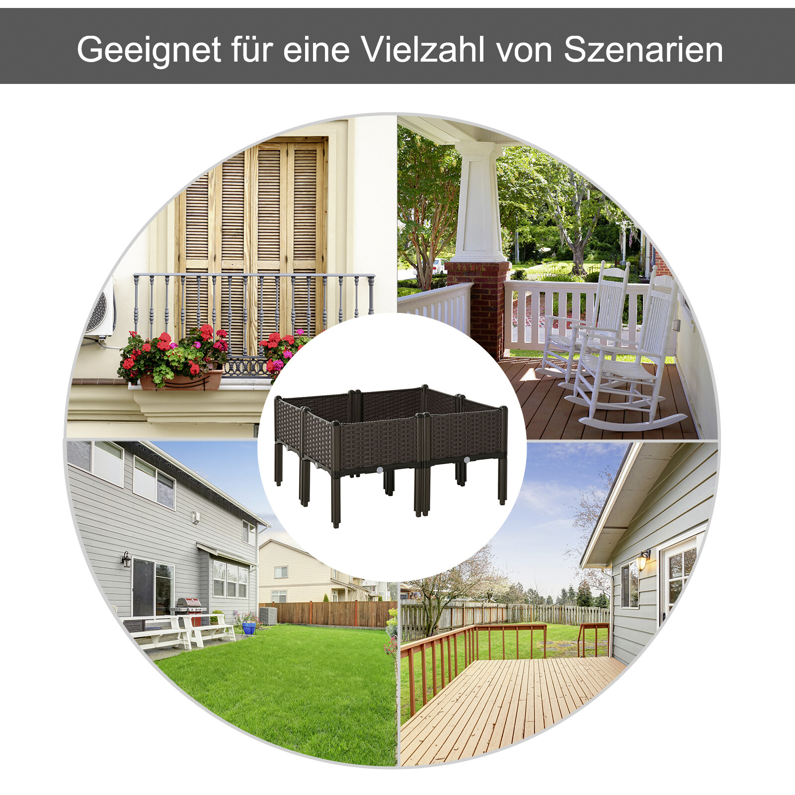 Outsunny Hochbeet kaffee Kunststoff B/H/T: ca. 80x44x80 cm