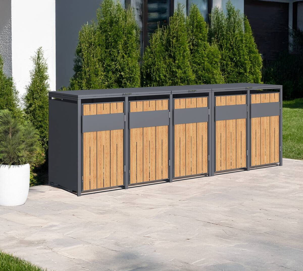 Westmann Mülltonnenbox Varius Holzoptik B/H/L: ca. 330x116x80 cm
