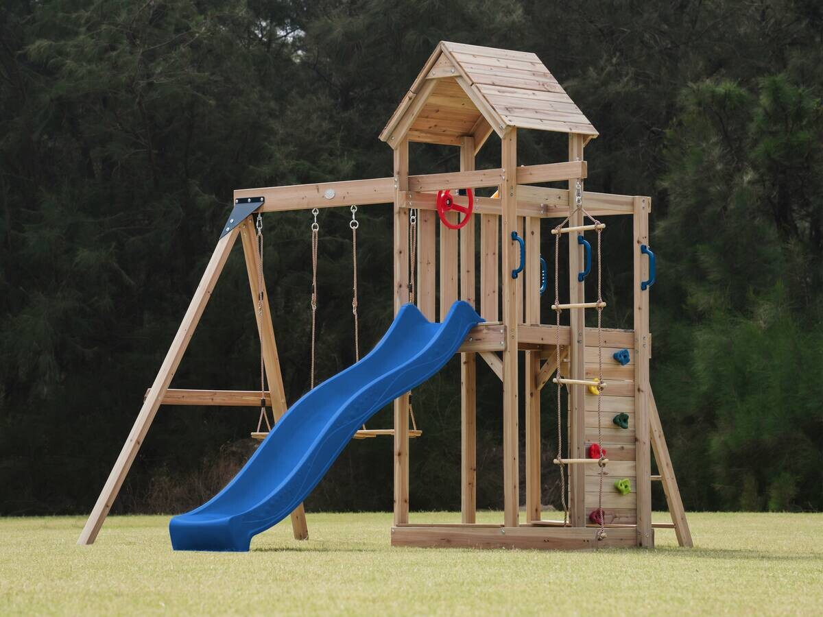 AXI Spielturm Moos blau B/H/L: ca. 342x267x375 cm