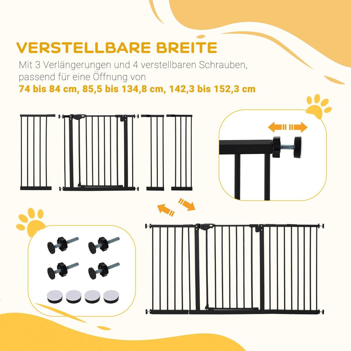 PawHut Absperrgitter schwarz Kunststoff B/H/L: ca. 2x76,2x136,3 cm
