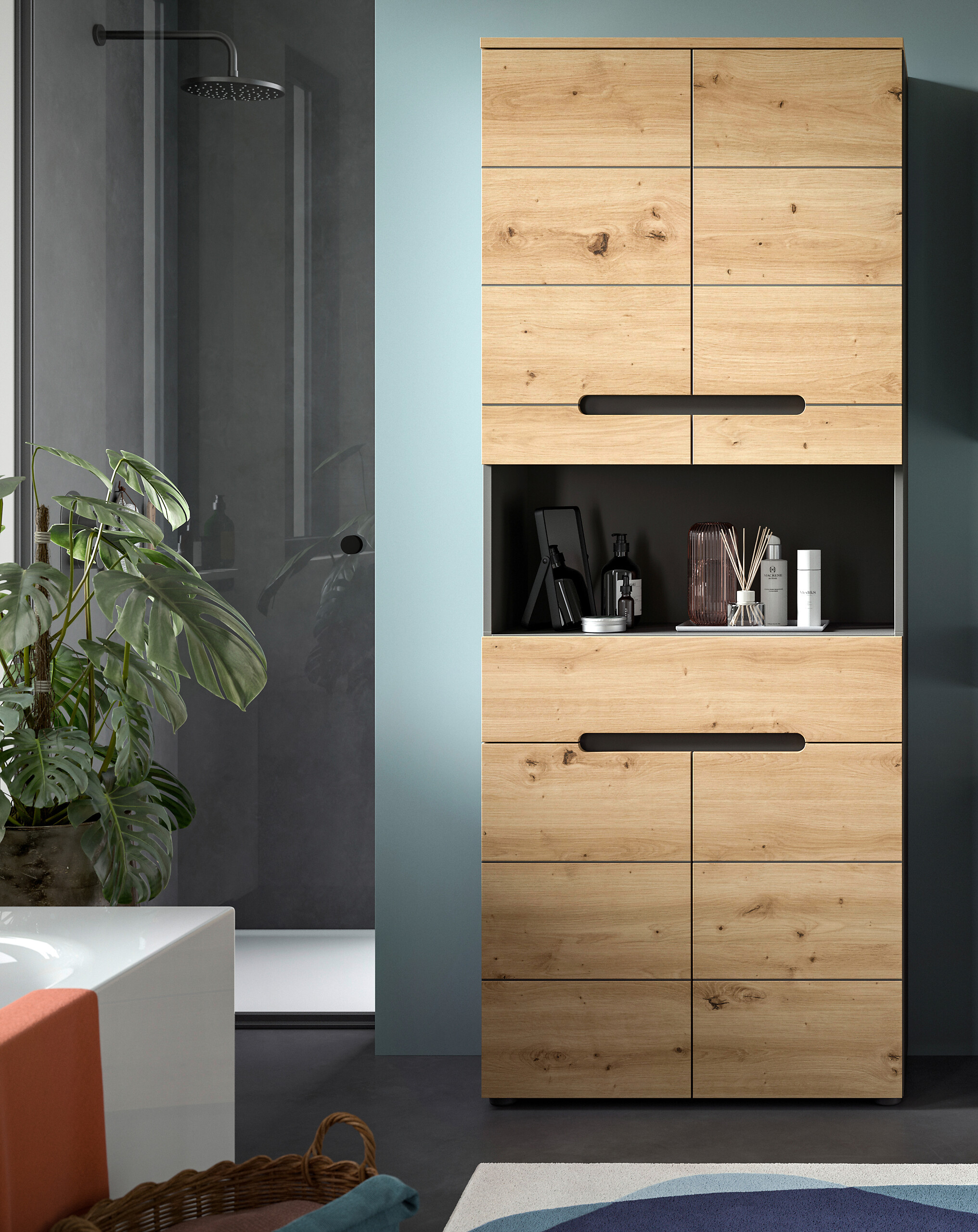 Hochschrank Canu Basalt Eiche Artisan Nachbildung B/H/T: ca. 76x193x34 cm