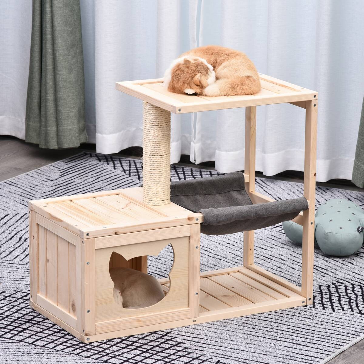 PawHut Katzenhaus natur Holz