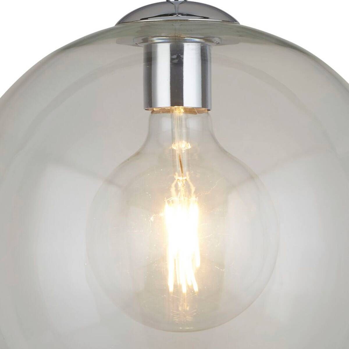 Searchlight Pendelleuchte Balls transparent Chrom Stahl Glas B/H/D: ca. 30x120x30 cm E27 1 Brennstellen