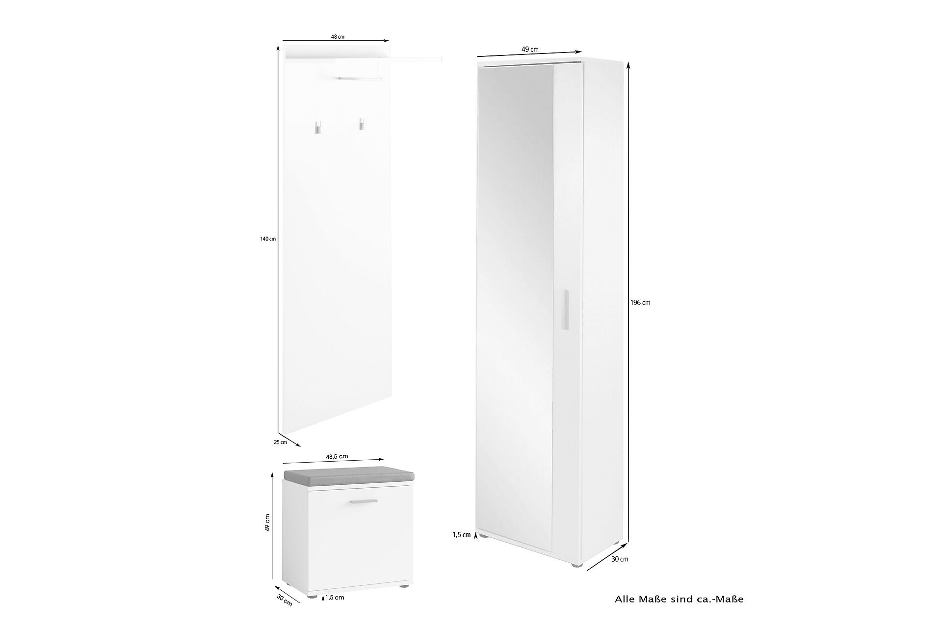 Garderobenset JAKOB Set 3-tlg. anthrazit