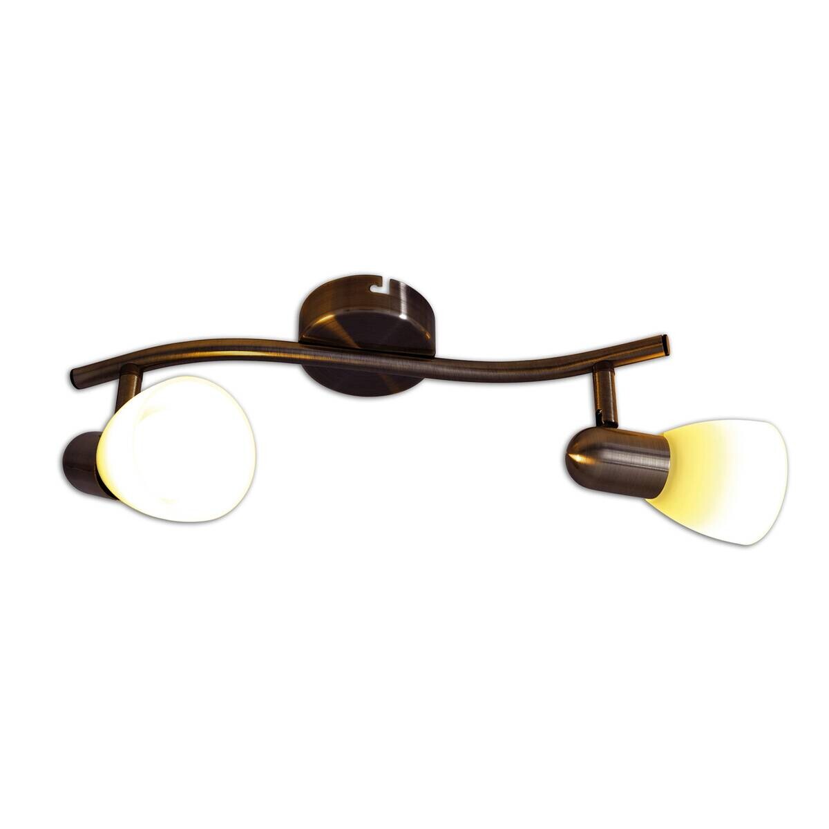 Näve Leuchten Spotleuchte 1198114 braun Metall Glas B/H/T: ca. 8,5x11,5x30 cm 2 Brennstellen