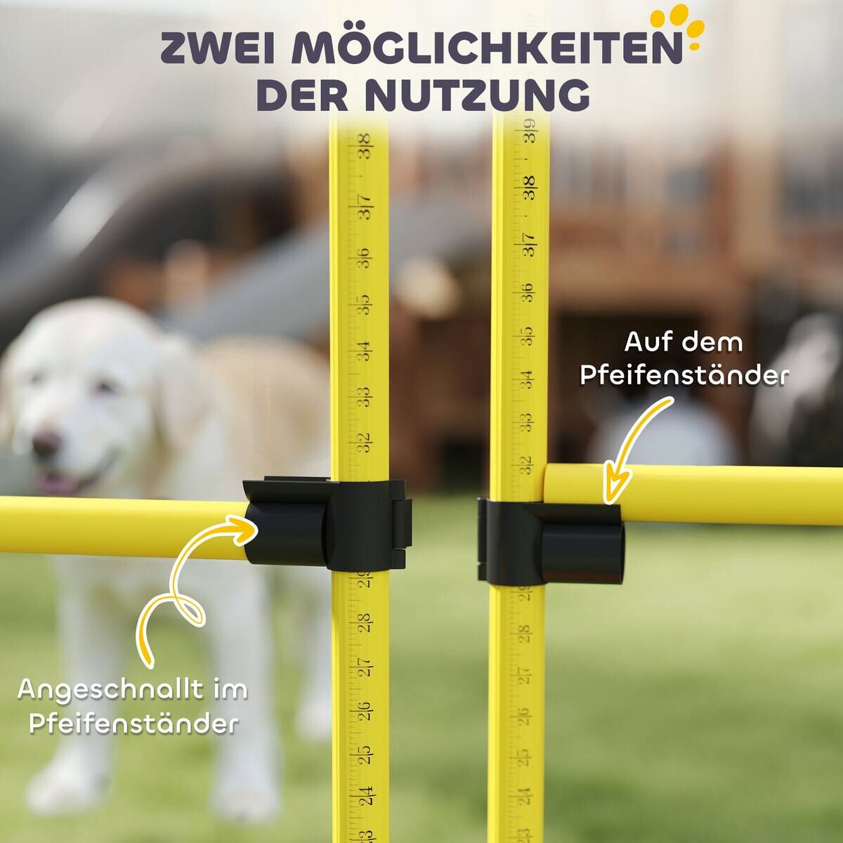 PawHut Hund Agility Set gelb Kunststoff B/H/L: ca. 19,5x103x124 cm
