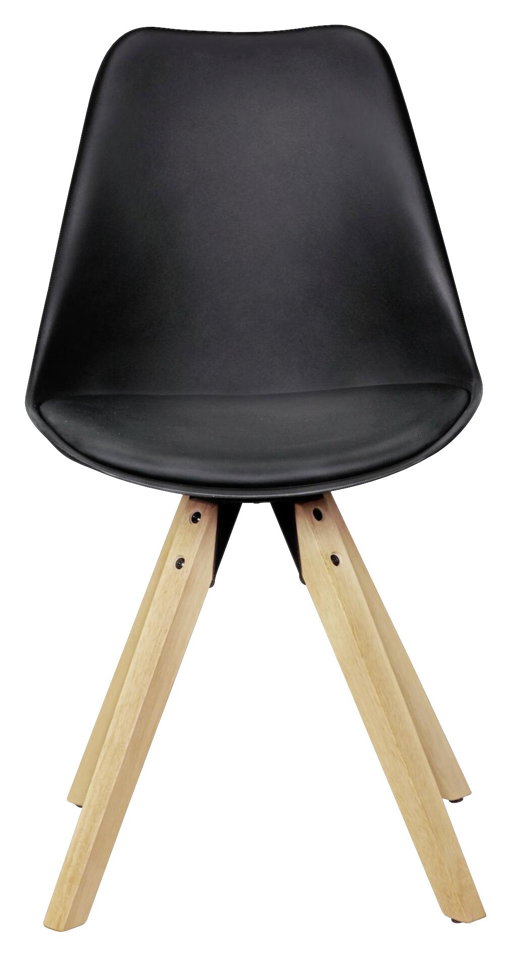 Stuhl 2er-Set schwarz schwarz natur Kunststoff Kunstleder Echtholz B/H/T: ca. 49x87x52 cm