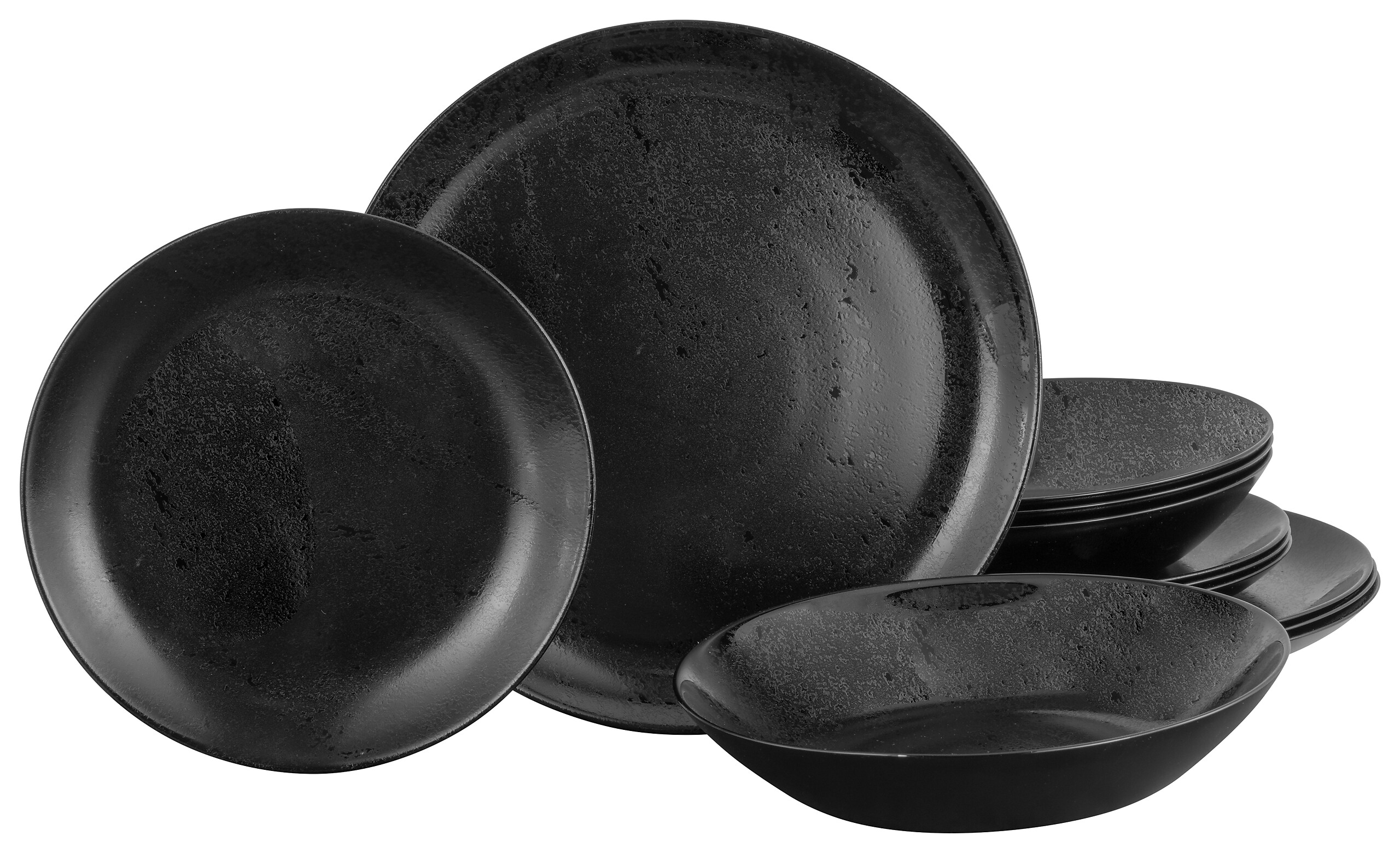 CreaTable Tafelservice Diana schwarz Glas 12 tlg.