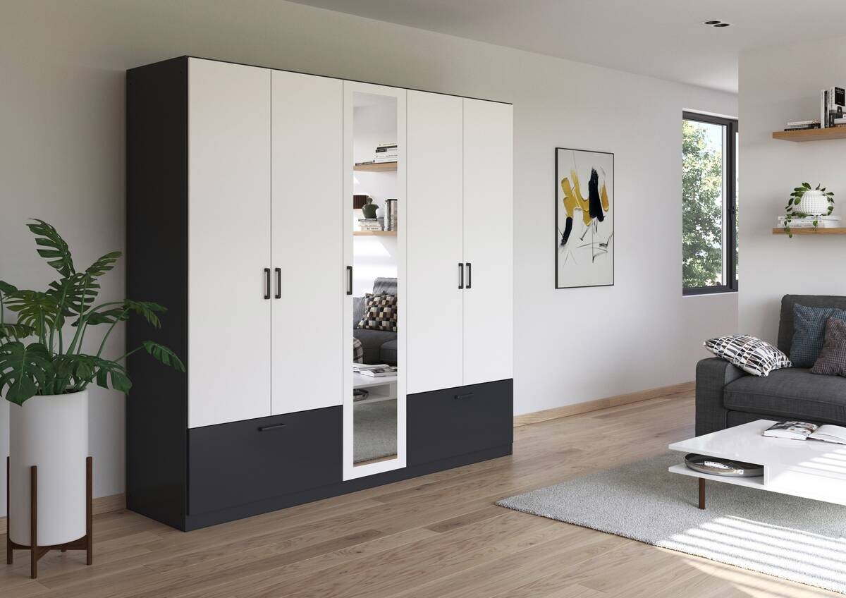 Kleiderschrank Jubi Alpinweiß grau B/H/T: ca. 226x210x54 cm