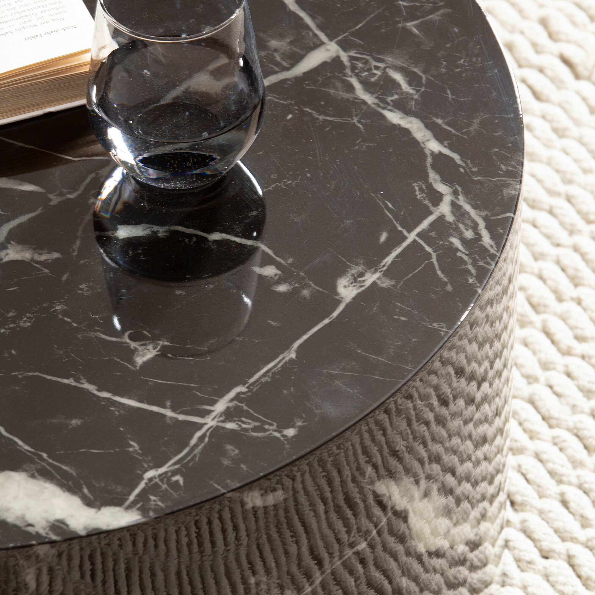 Wohnling Couchtisch schwarz Marmor B/H/T: ca. 60x30x60 cm