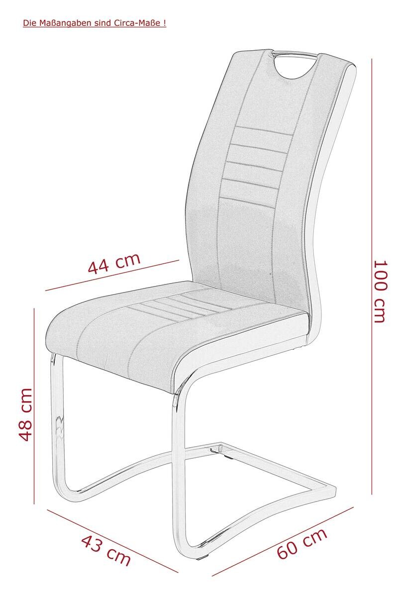 Schwingstuhl Riga, 2er-Set hellgrau Webstoff B/H/T: ca. 44x100x60 cm