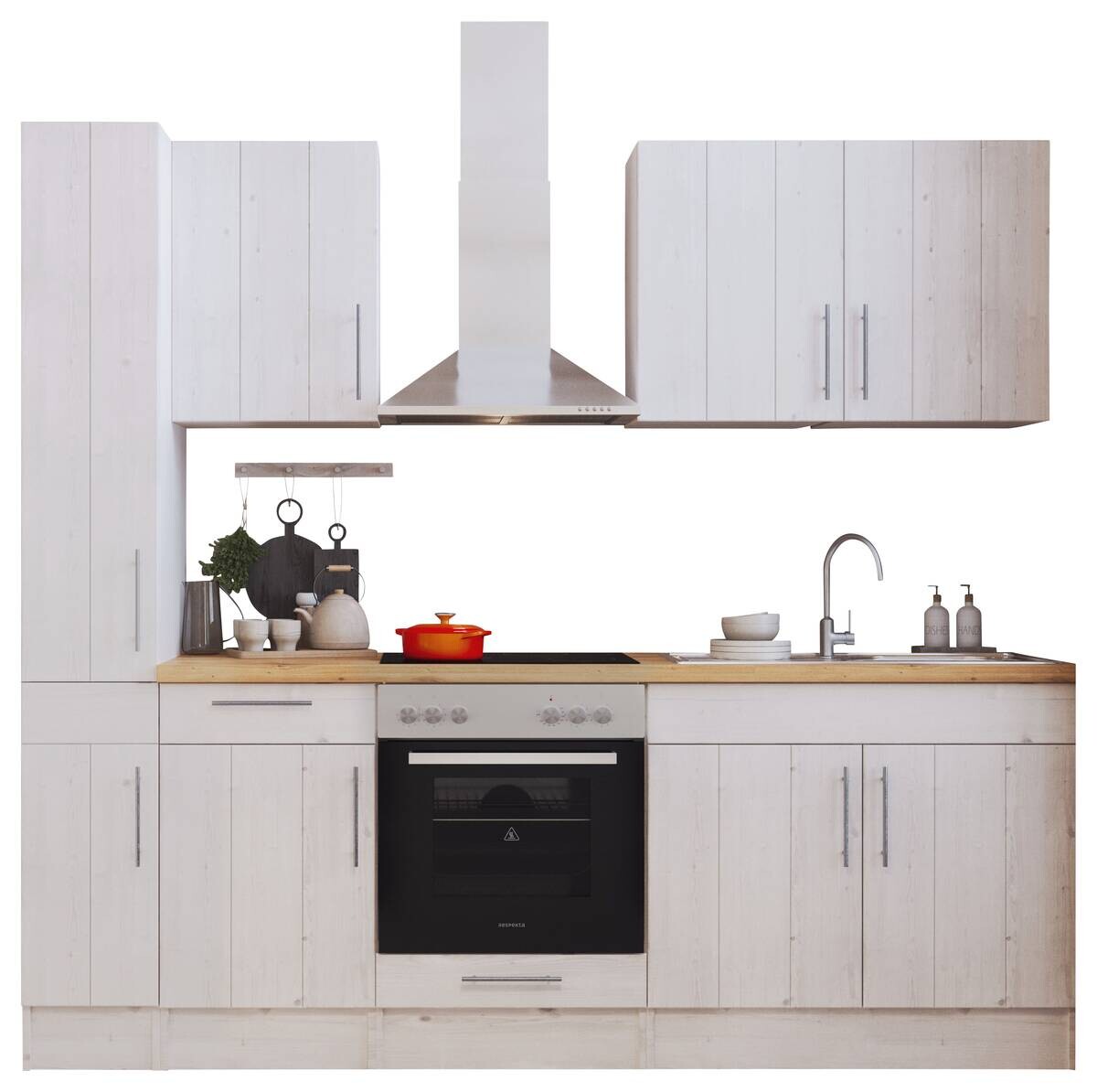 Respekta Küchenblock Premium weiß Lärche Nachbildung B/H/T: ca. 240x211x60 cm