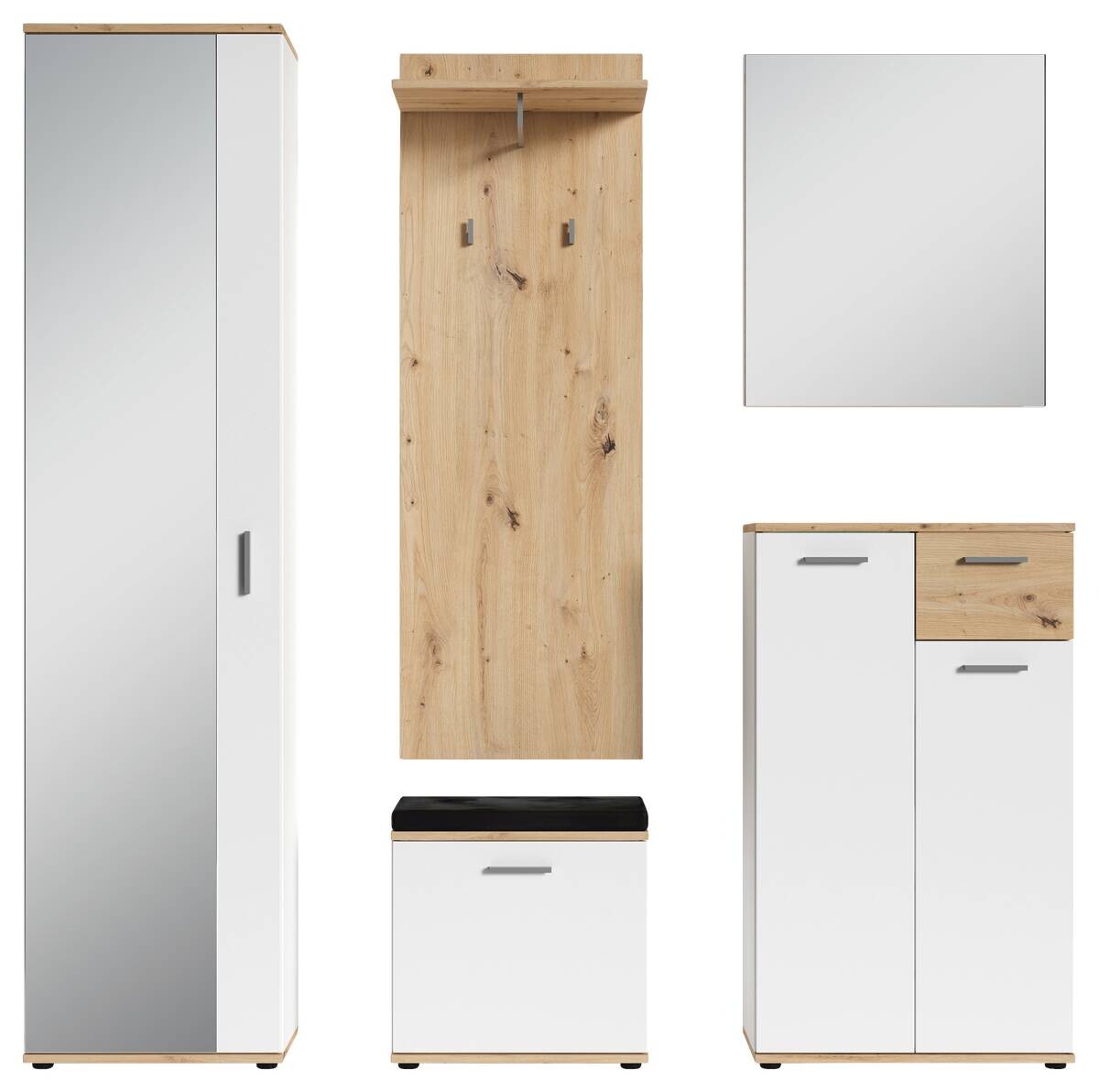 Garderobenset JAKOB Set 5-tlg. weiß Eiche