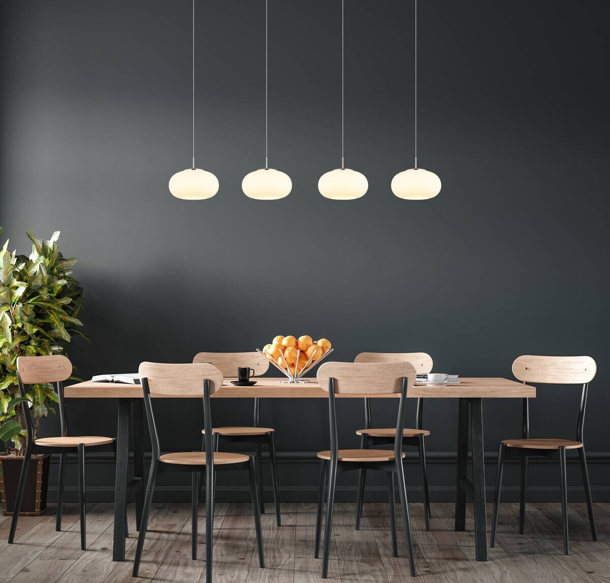 GLOBO LED-Pendelleuchte Opal nickel matt transparent Metall Glas B/H/T: ca. 110x150x20 cm 1.0 Brennstellen