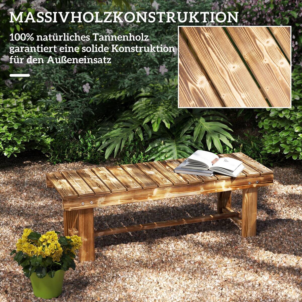 Outsunny Gartenbank braun Holz B/H/L: ca. 38x35x110 cm