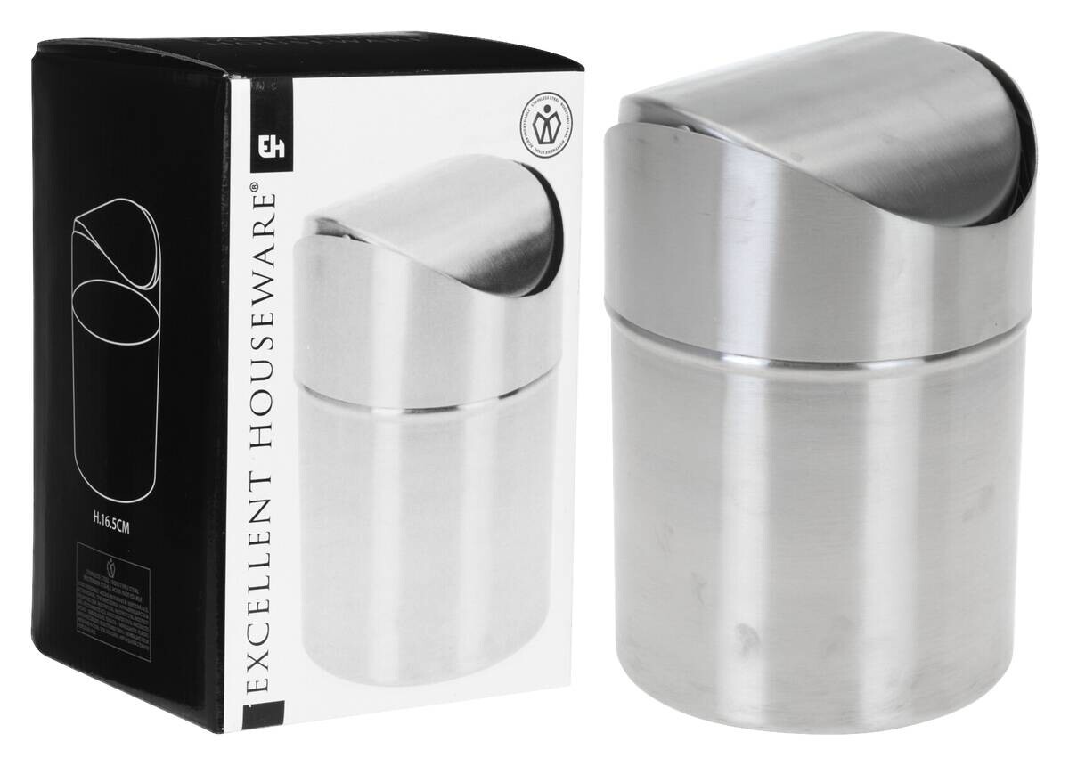 Abfalleimer silber Edelstahl B/H/L: ca. 13x17x13 cm