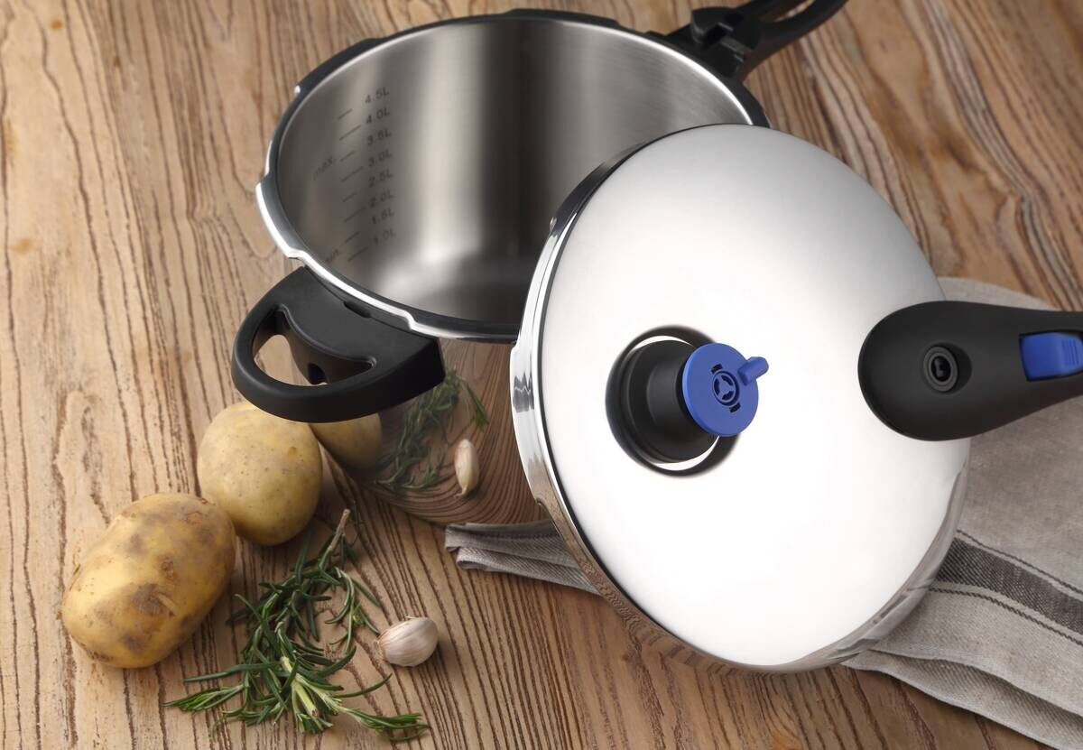 SAN IGNACIO Schnellkochtopf DUERO silber Edelstahl B/H/L: ca. 27x23x42 cm