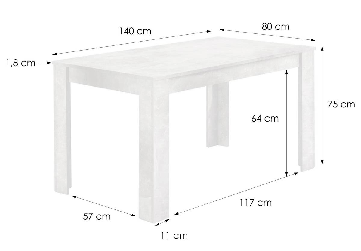 Tisch NEPAL Beton Optik B/H/T: ca. 140x75x80 cm