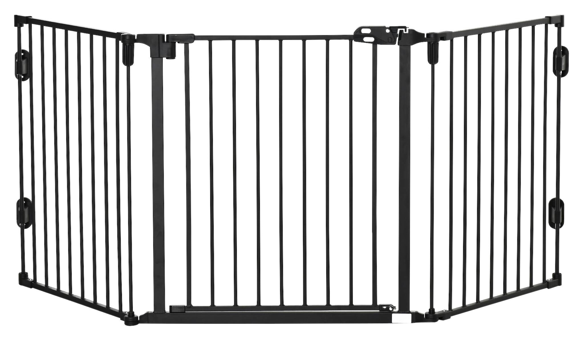 PawHut Hunde-Schutzgitter schwarz Kunststoff B/H/L: ca. 2x202,5x76 cm