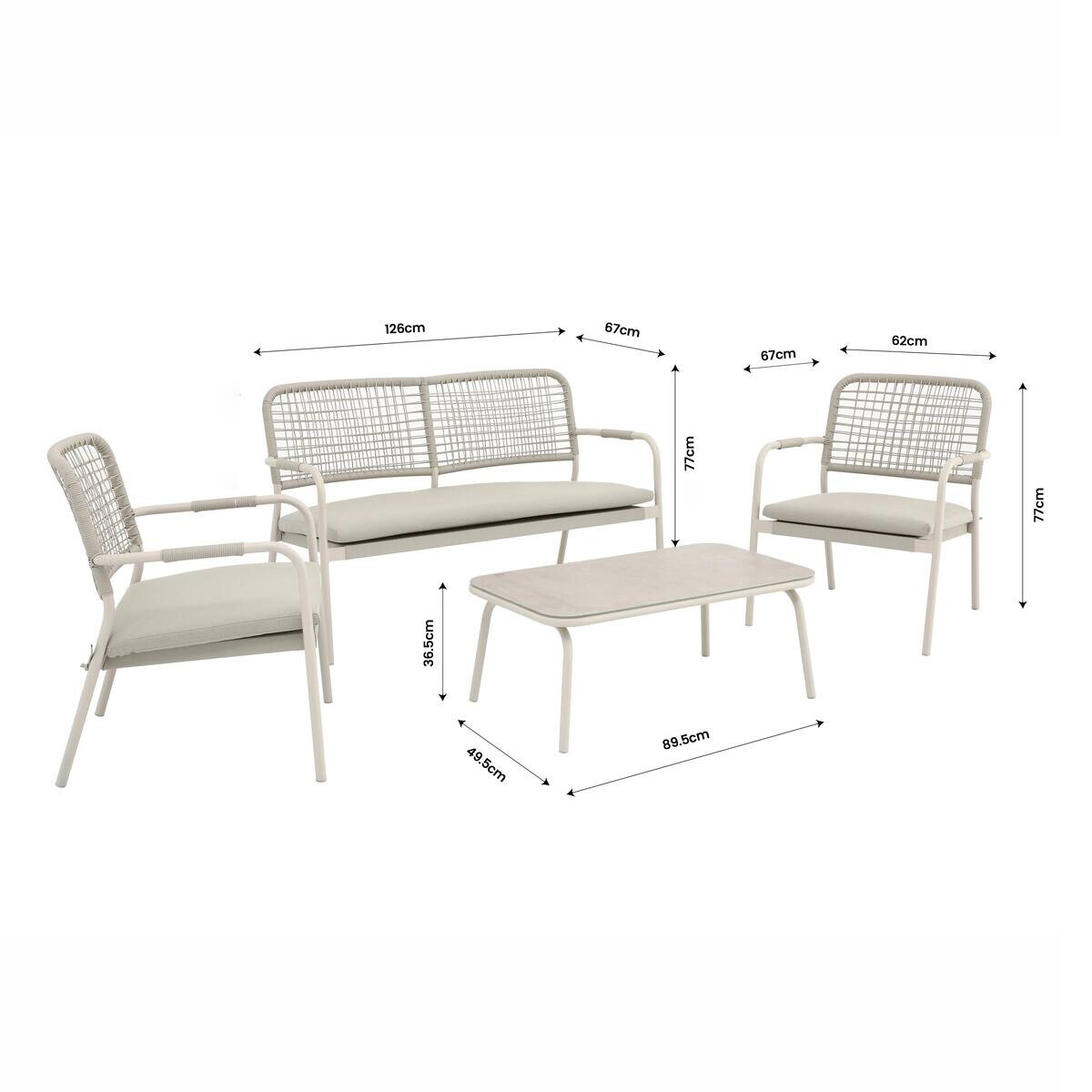 POCOline Gartensitzgruppe beige Stahl