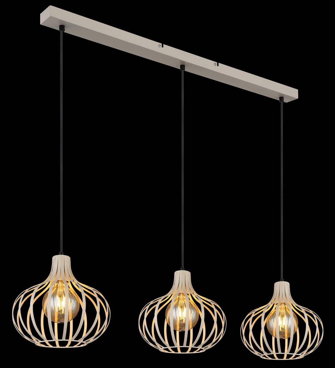 GLOBO Pendelleuchte MATEO 33370319 schwarz sand creme Metall B/H/L: ca. 103x150x25 cm E27 3 Brennstellen