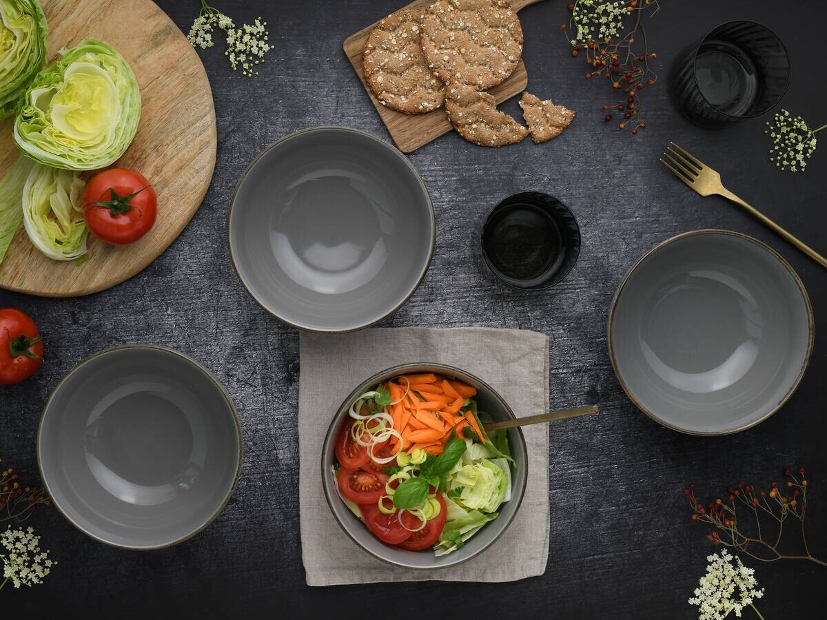 CreaTable Schüssel-Set Nature Collection Stone grau Steinzeug
