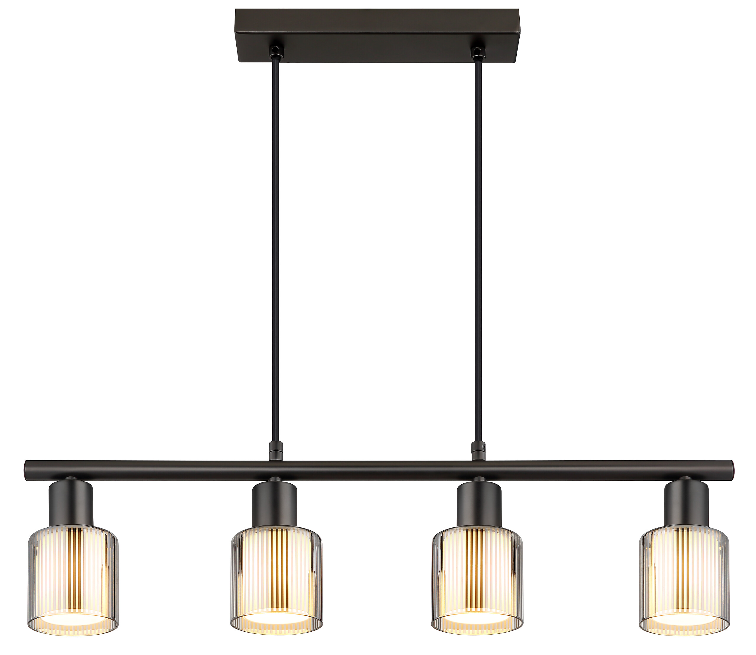 GLOBO Hängeleuchte schwarz Chrom Metall Glas B/H/L: ca. 11,5x64x14 cm E14 4 Brennstellen