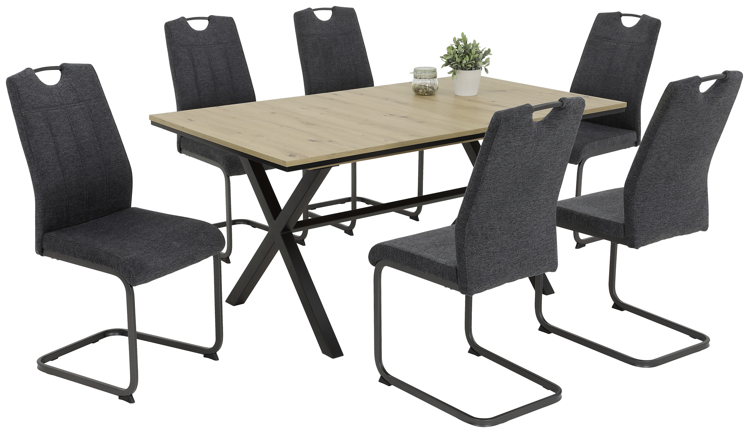 Stuhl 4er Set BRITTA anthrazit grau Microfaser Metall B/H/T: ca. 44x100x59 cm