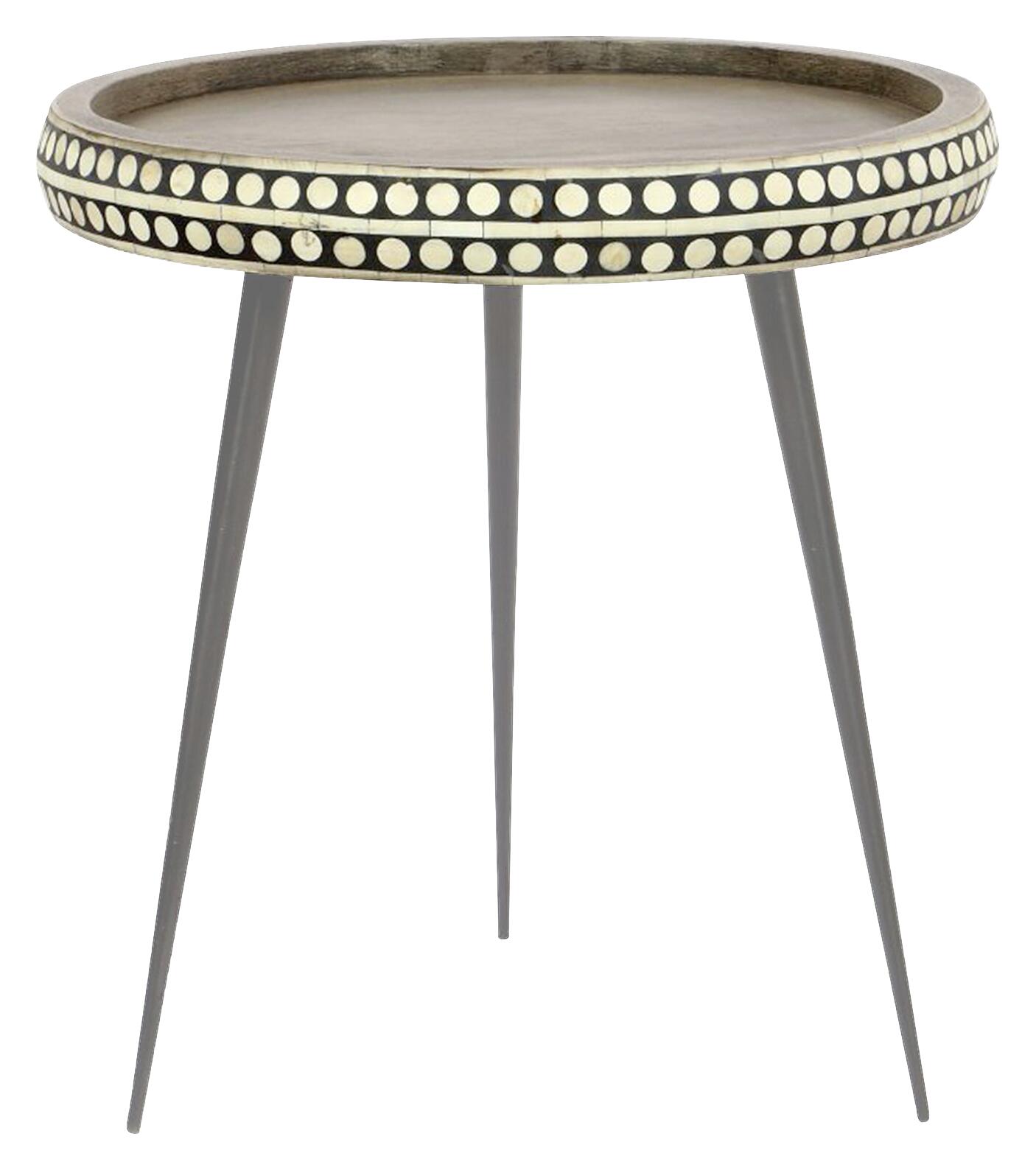 Beistelltisch JANA natur Lack matt schwarz pulverbeschichtet Echtholz Metall