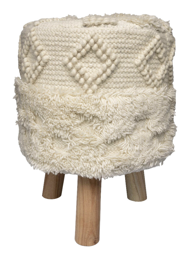 360 Living Hocker Bohist 100 natur Baumwolle Holz H/D: ca. 50x38 cm